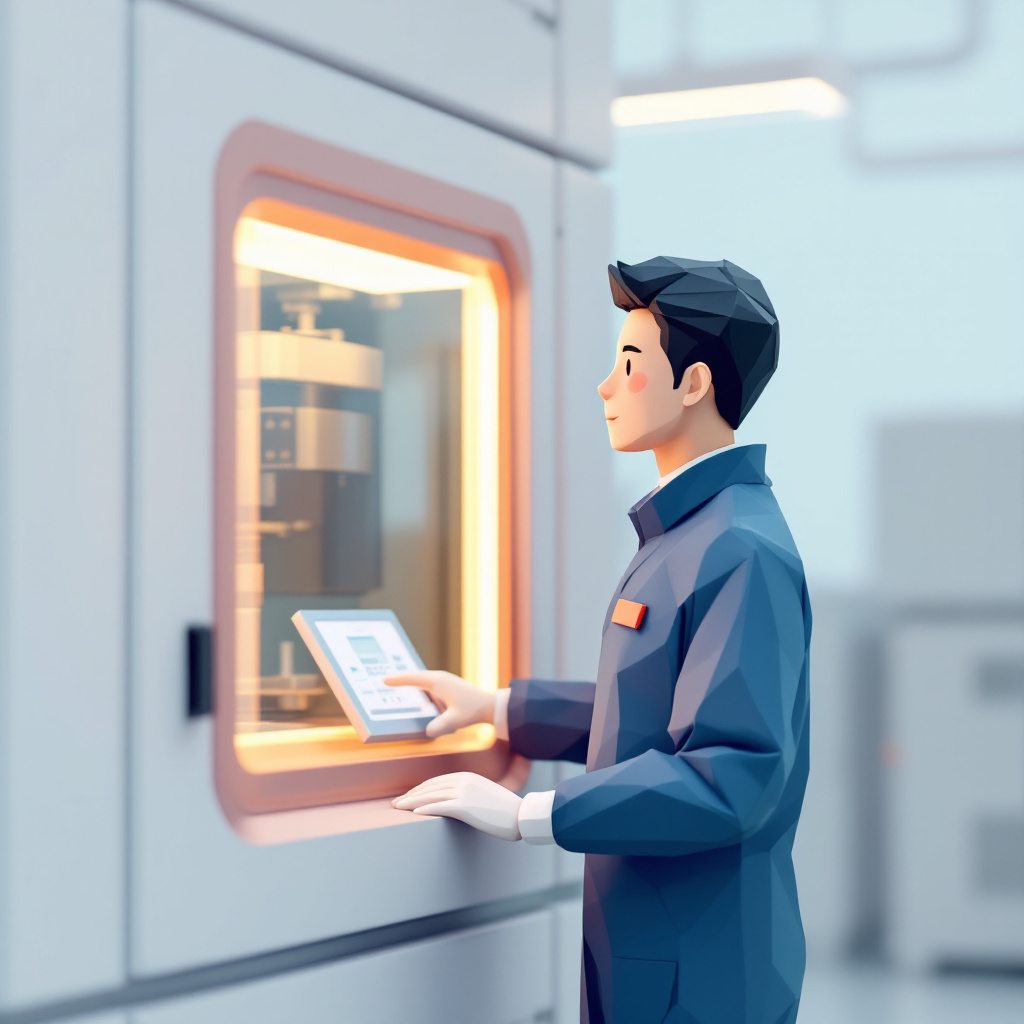 バッテリー製造オペレーターのキャラクターイラスト
