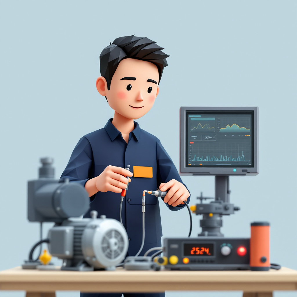電動化部品開発エンジニアのキャラクターイラスト