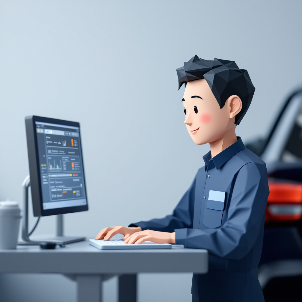 車両評価・適合エンジニアのキャラクターイラスト
