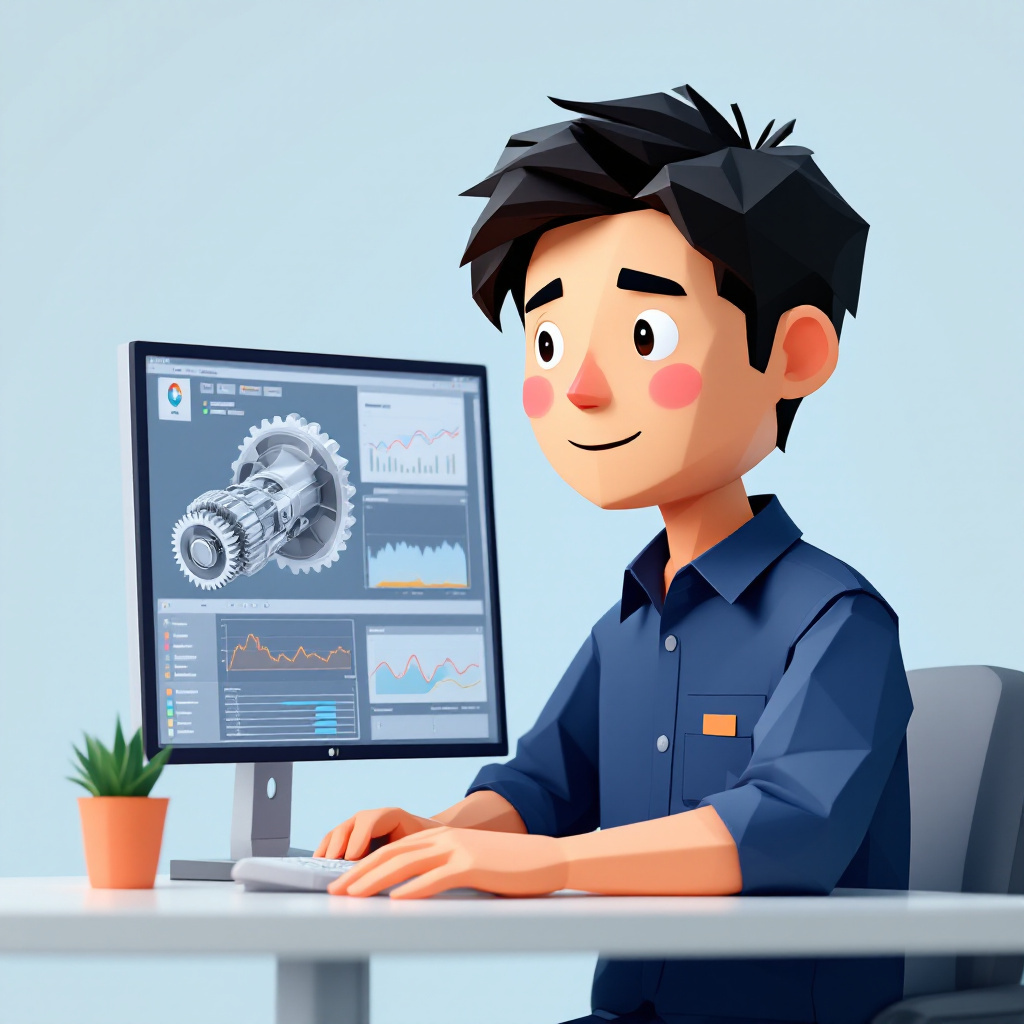 パワートレイン設計技術者のキャラクターイラスト