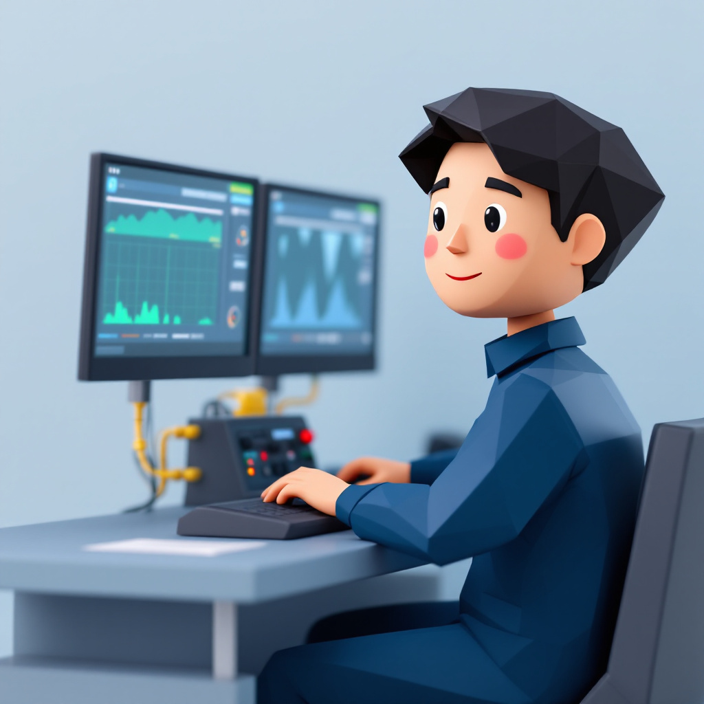 車載ソフトウェアエンジニアのキャラクターイラスト